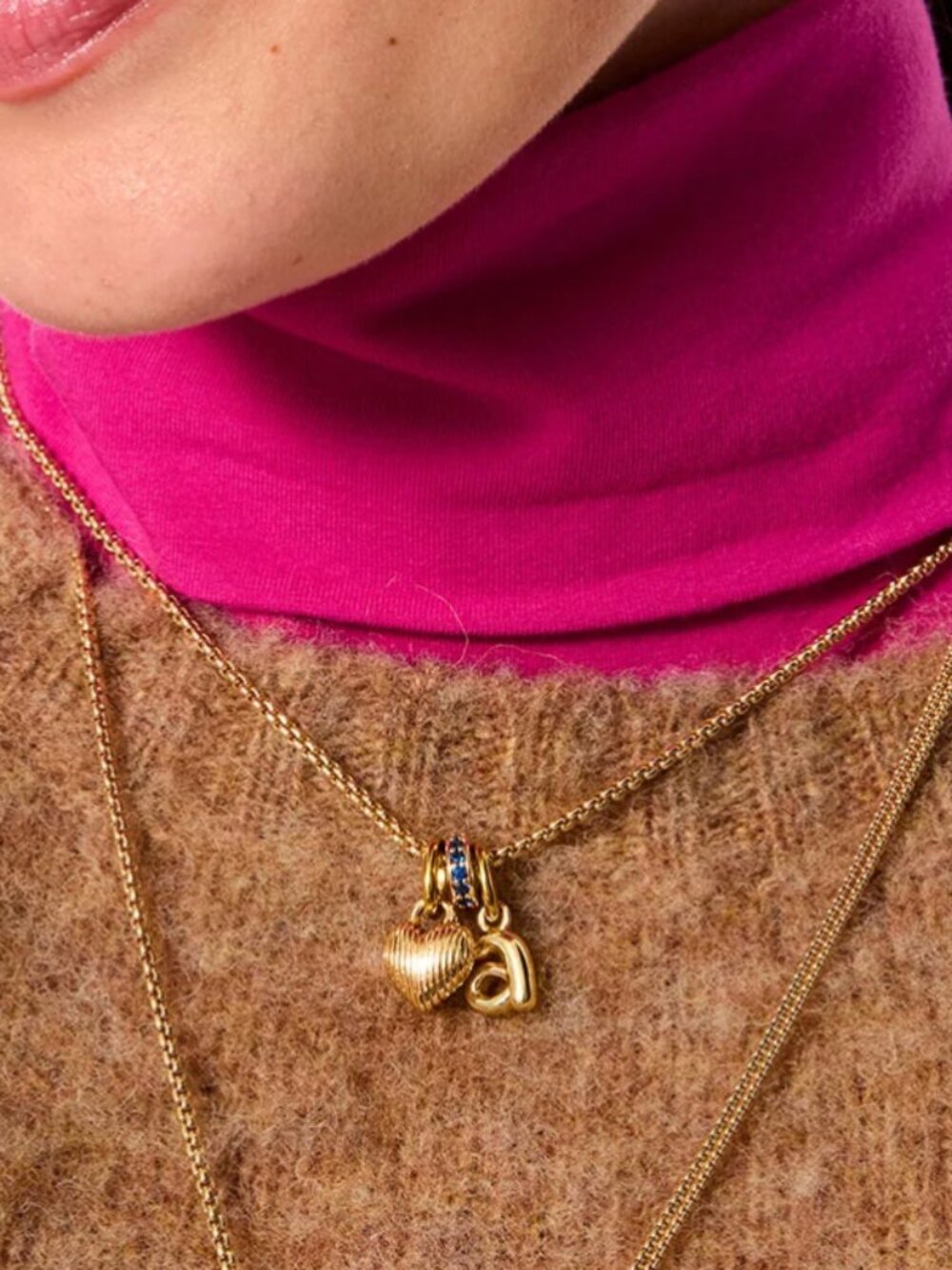 Roxanne Assoulin The Itsy Bitsy Puffy Initial Charm Necklace Initial "p" - Picture 2 of 4